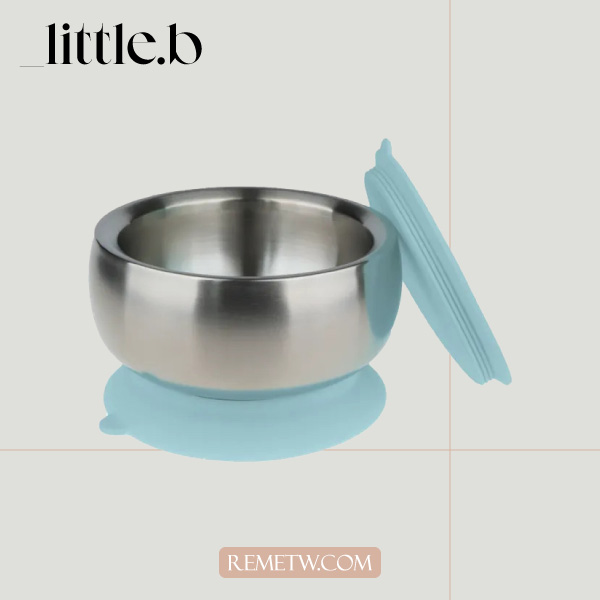 寶寶吸盤碗推薦－little.b 316雙層不鏽鋼學習吸盤碗 NT$1200