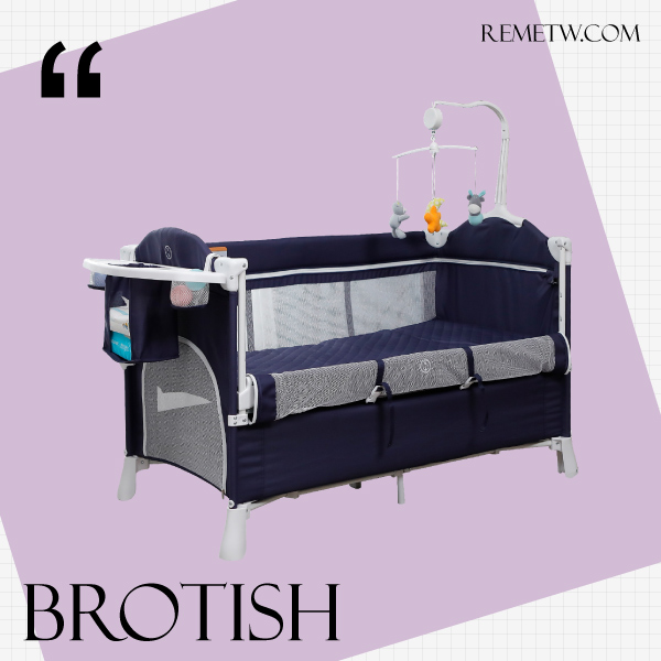 平價嬰兒床推薦－ Brotish 尿布台搖籃床遊戲床拼接大床免安裝可移動(多功能便攜式摺疊床) NT$4940