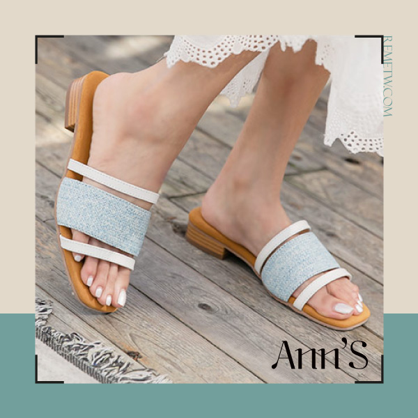 涼拖鞋品牌推薦2：Ann’S 麻料木紋跟方頭涼拖鞋　NT$1,680