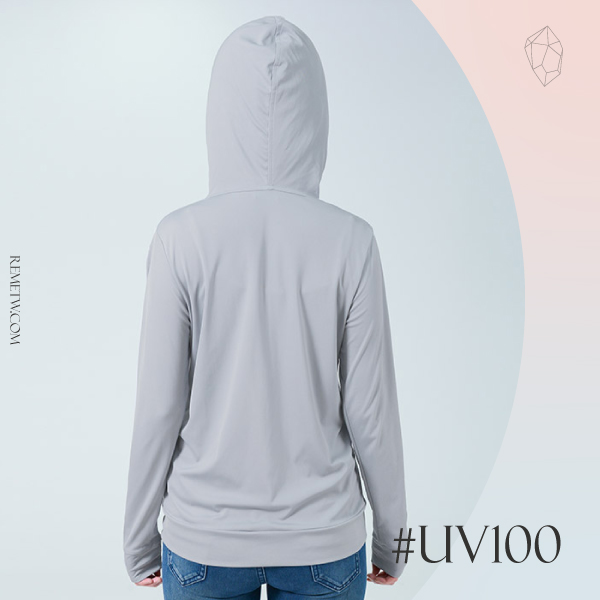 抗UV防曬外套推薦5：UV100-抗UV涼感彈性連帽女外套
